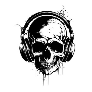 Skull Dj-koptelefoon, Skull Headphone-logo, dj disc jockey, Skull Headset svg, audio-dj, muziekgeluid (SVG, PNG, PDF)