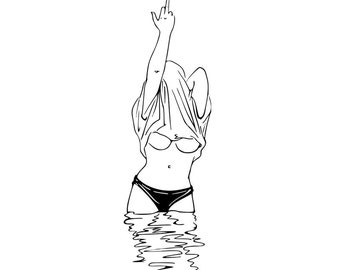 Mittelfinger Poster, Female Art Print, Body Positive Wall Art, Feministische Linie Kunstdruck