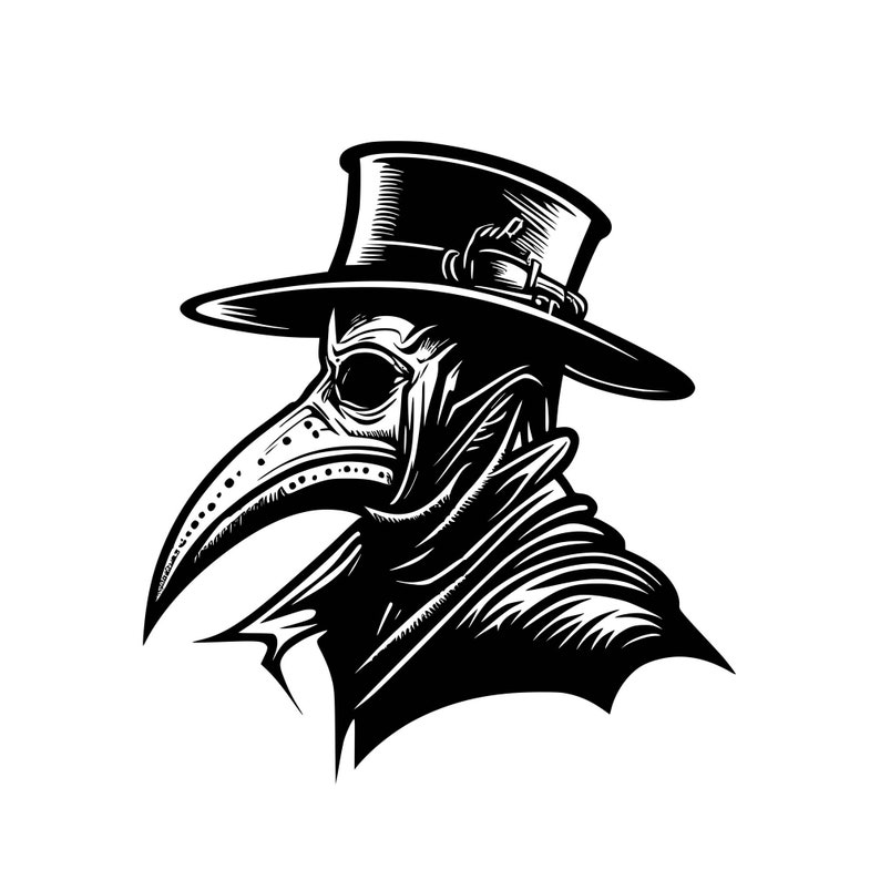 Plague Doctor,Plague Doctor logo, Halloween Witch Disease Silhouette Cut Files SVG, PNG, PDF image 1