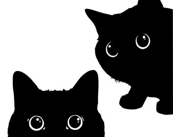 2 Black Kitty Meow Cat Katze Kitten SVG PNG (Instant Download) 