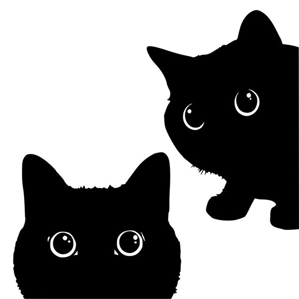 2 Black Kitty, Meow, Cat, Katze Kitten (SVG, PNG, PDF)