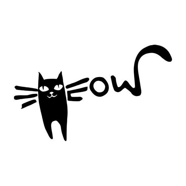 Meow, Cat, Katze Line Art (SVG, PNG, PDF)