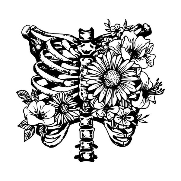 Rippenkäfig Blumen, Illustration Anatomie Rib Cage, SVG PNG PDF