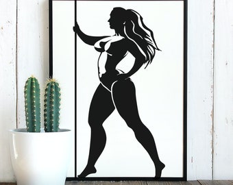 Curvy Girl svg, Curvy Women Poster Wall Art, weiblicher Kunstdruck, Curvy Woman Art Print, Feministische Kunstdruck
