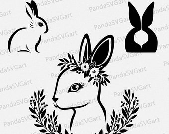 Easter Bunny Flower logo, Frühlingshase, rabbit logo, Osterhase, Ostern, Digital Cut Datei ( SVG, PNG, PDF )