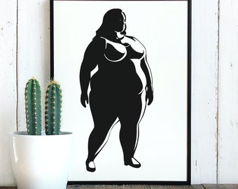 Curvy Girl svg, Curvy Women Poster Wall Art, weiblicher Kunstdruck, Curvy Woman Art Print, Feministische Kunstdruck