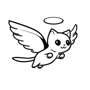 Angel cat svg, angel wings svg, pet remembrance, pet loss, Vinyl Cut File, Vector File for Cricut, Silhouette Pdf Png
