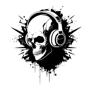 Schädel Dj Kopfhörer, Schädelkopfhörerlogo, dj Discjockey, Schädelkopfhörer svg, Audio Dj, Musikton ( SVG, PNG, PDF)