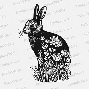 Easter Bunny Wild_Flower, Frühlingshase,  Flower, Osterhase, Ostern, Digital Cut Datei ( SVG, PNG, PDF )