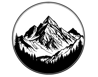 Alpen Mountain, Alpen Berge Steinbock Line Art, Camping Svg