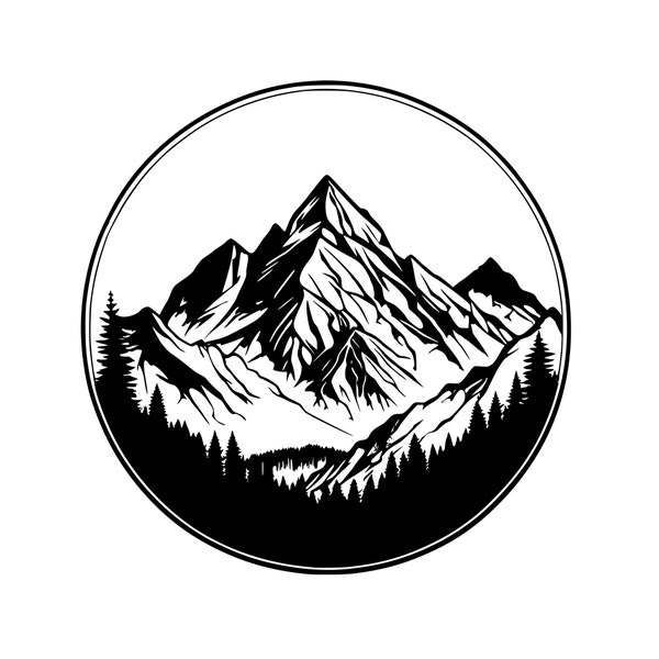 Alpen Mountain, Alpen Berge Steinbock Line Art, Camping Svg, Mountain Alpen ( SVG, PNG, PDF )