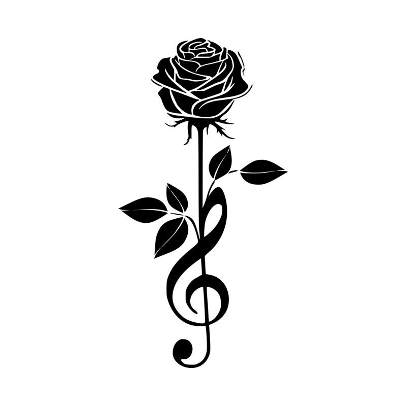 Rose and music note back tattoo rose staff music notes back tattoo  musicnotes shading linework bl  Music tattoo designs Tattoos for  guys Music tattoos