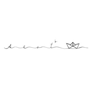 Ahoi Svg, Anker, Papierschiff, One line Art, Line Art (SVG, PNG, PDF), Liebe