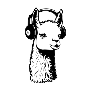 Alpaka mit Kopfhörer, Alpaka Kopfhörer Logo, Dj Disc Jockey, Llama Kopfhörer svg, Audio Dj, Musik Sound( SVG, PNG, PDF )