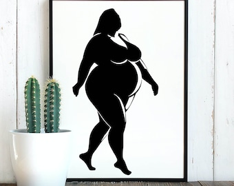Curvy Girl svg, Curvy Women Poster Wall Art, weiblicher Kunstdruck, Curvy Woman Art Print, Feministische Kunstdruck