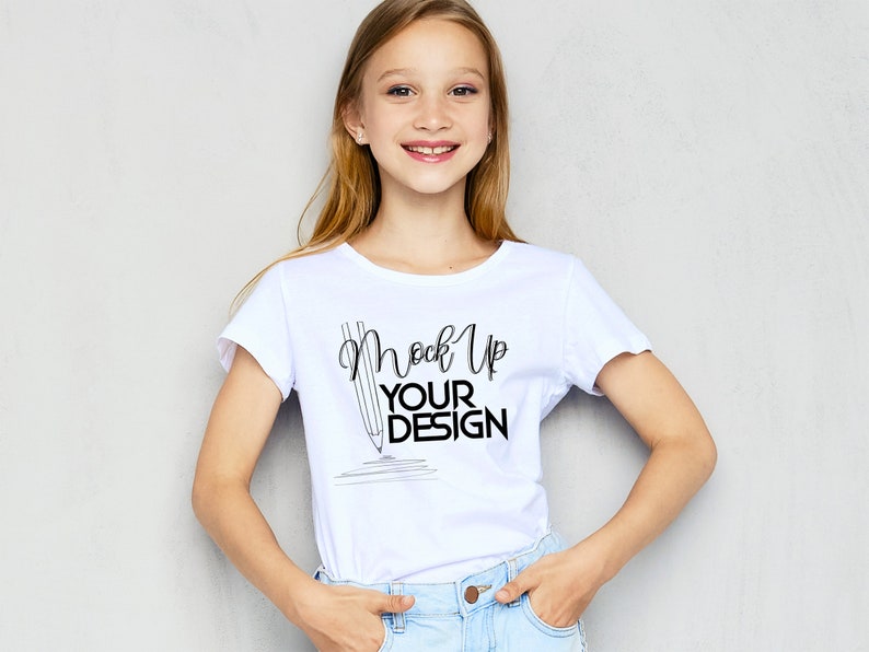 Download Kids T-shirt MockUp Kids White T-Shirt Template Bella Canvas | Etsy