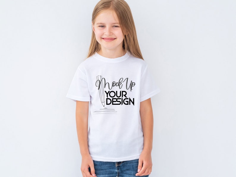 Download Kids T-shirt MockUp Kids White T-Shirt Template Bella ...
