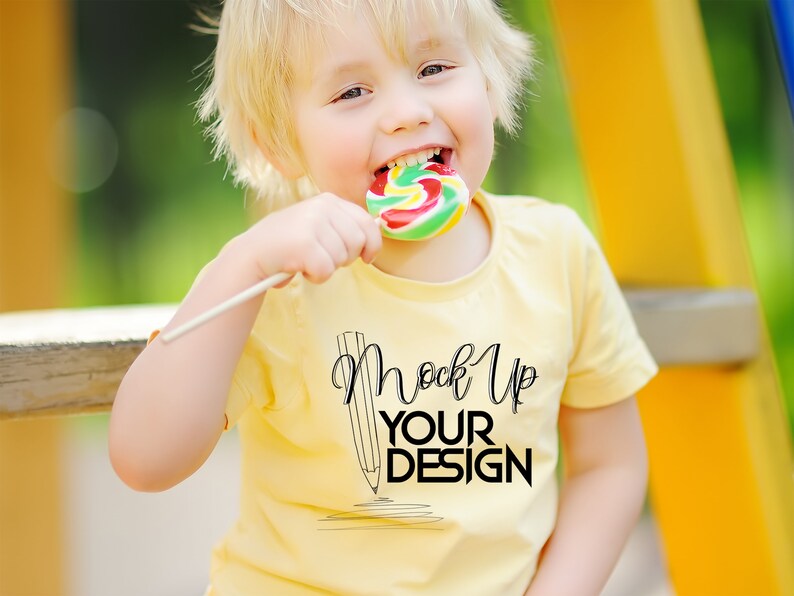 Download Kids T-shirt MockUp Kids Yellow T-Shirt Template Bella | Etsy