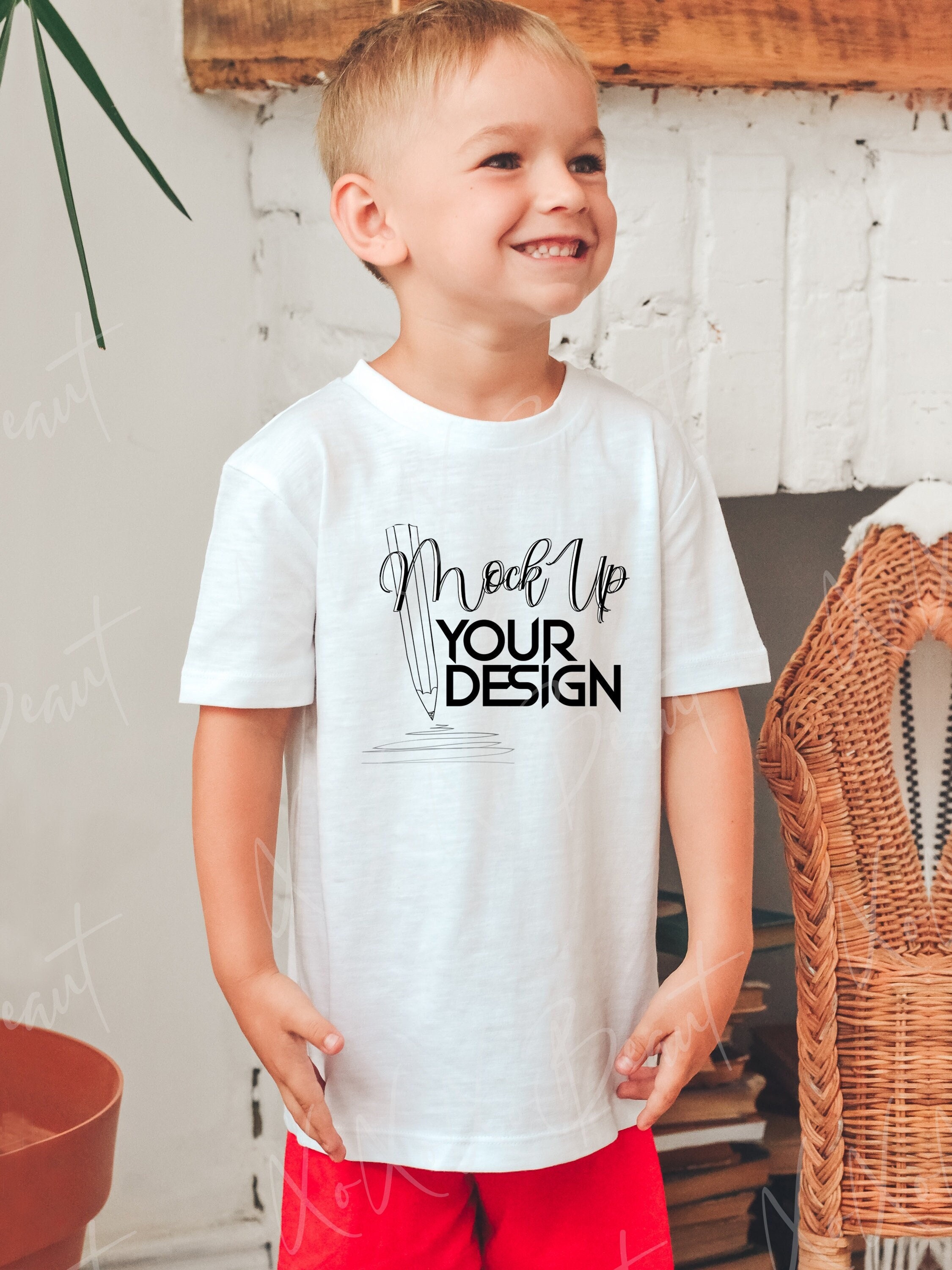 Kids Tshirt MockUp Boy White TShirt Template Bella Canvas Etsy