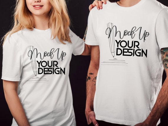 Download Couple T Shirt Mockup Mockup For Couples Woman And Man White Etsy