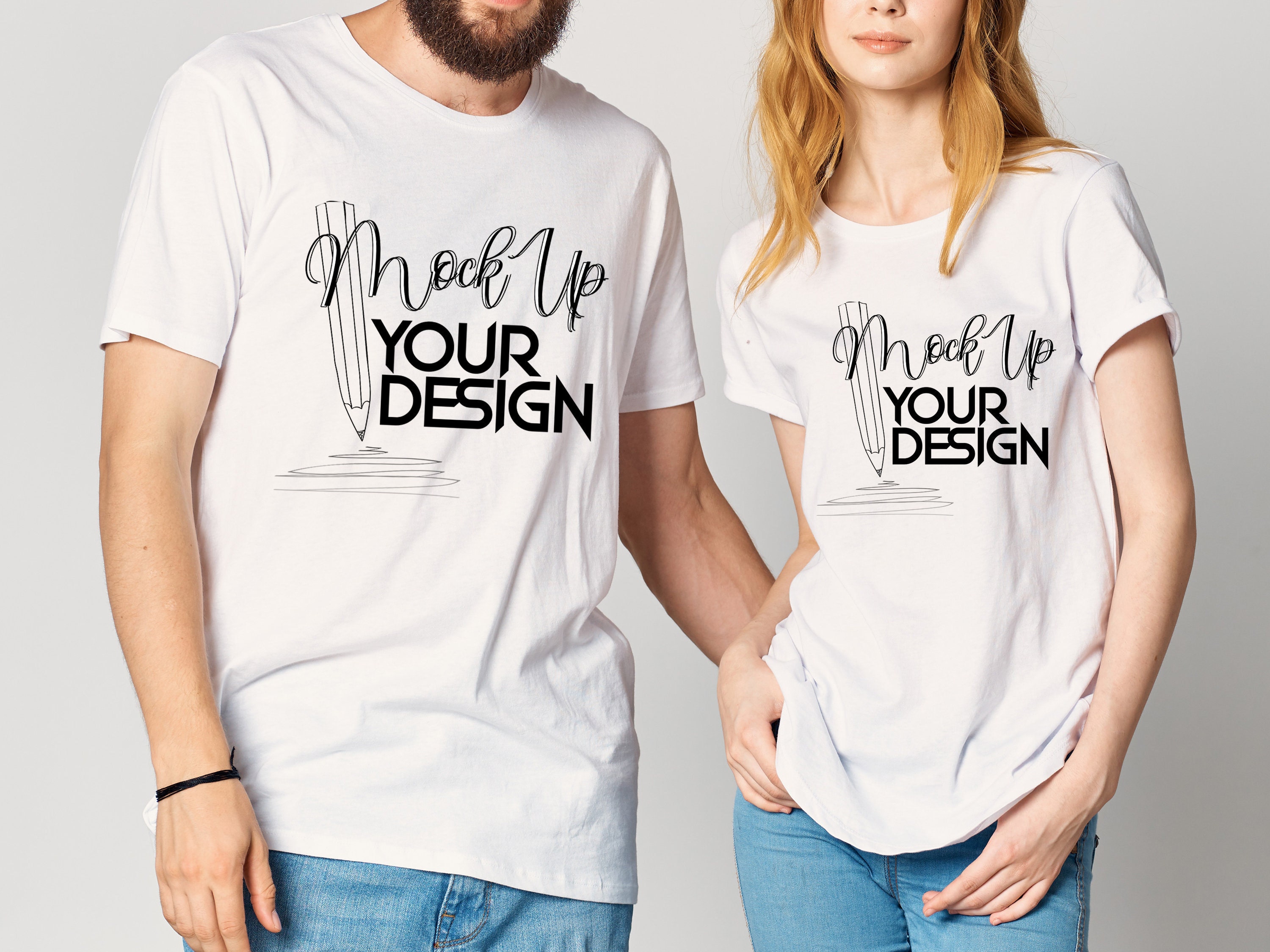 Download Couple T-shirt MockUp MockUp for Couples Woman and Man ...