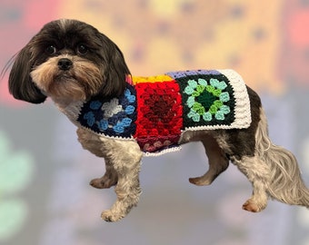 Granny Square Rainbow Pride Dog Sweater