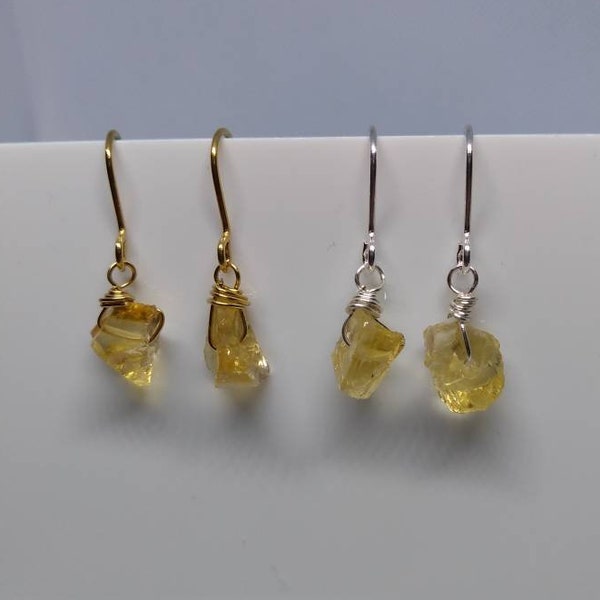 Raw Citrine Earrings, November Birthstone, Citrine Earrings, Raw Citrine, Raw Gemstones, Citrine Earrings, Gift for her, November gift