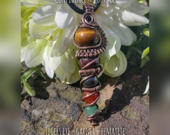 Confidence Pendant, Courage Pendant, Mens Pendant, Unisex Pendant, Copper Pendant, Wire Wrapped Pendant, Confidence and Courage Pendant