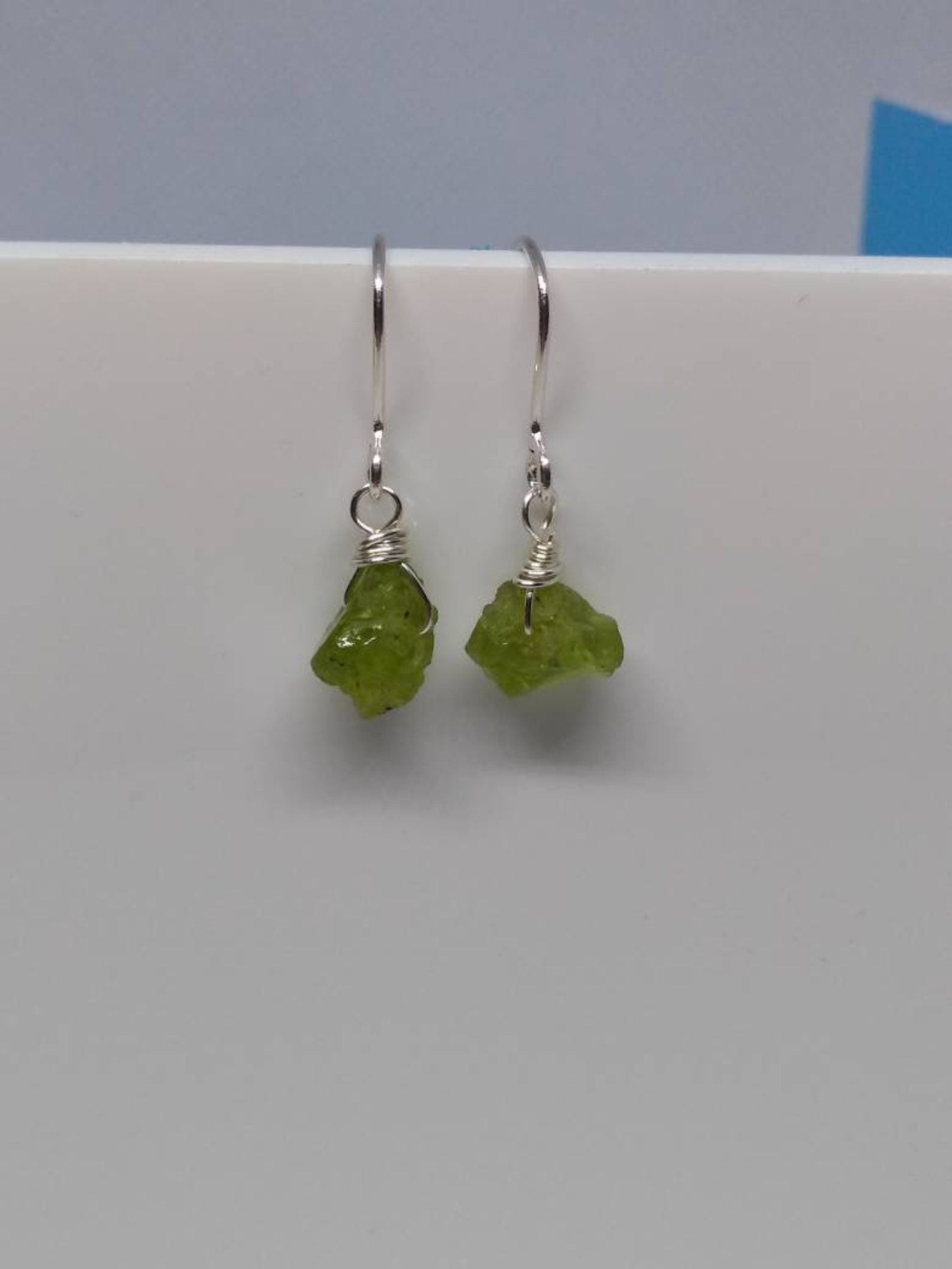 Raw peridot earrings Clearance