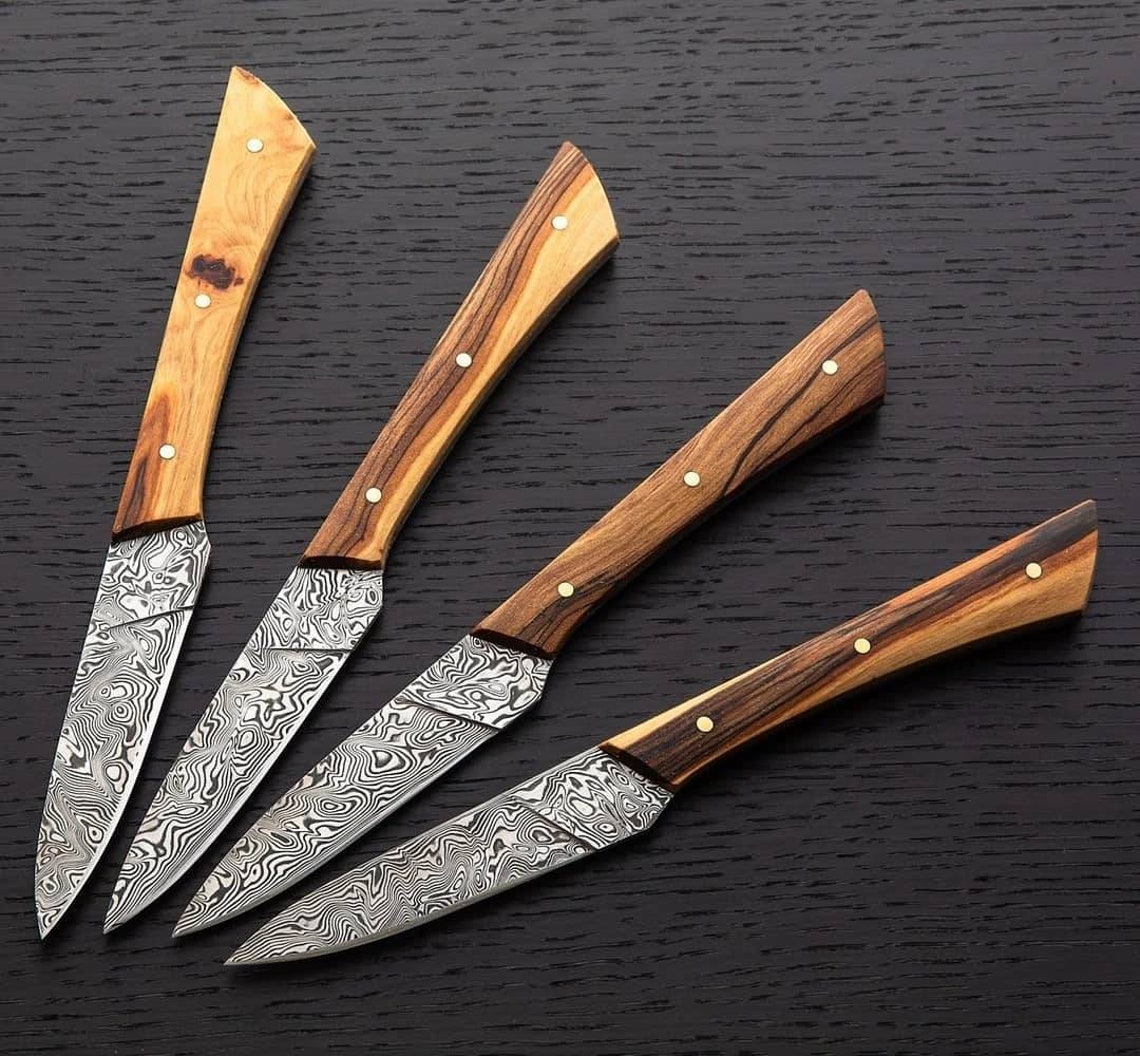 Damascus steel steak knives Etsy