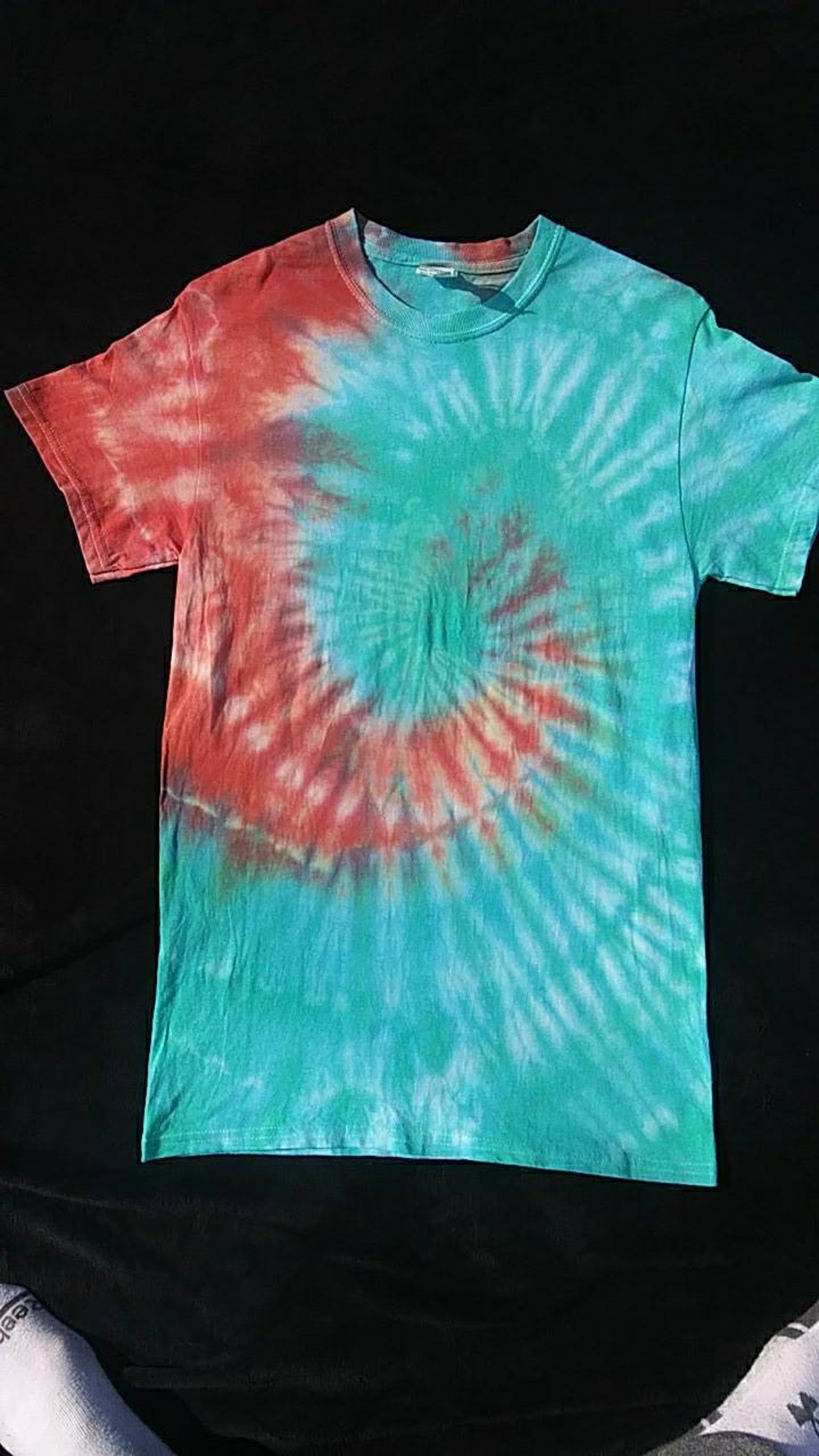 Handmade adult tie dye t shirt. Orange and green swirl | Etsy