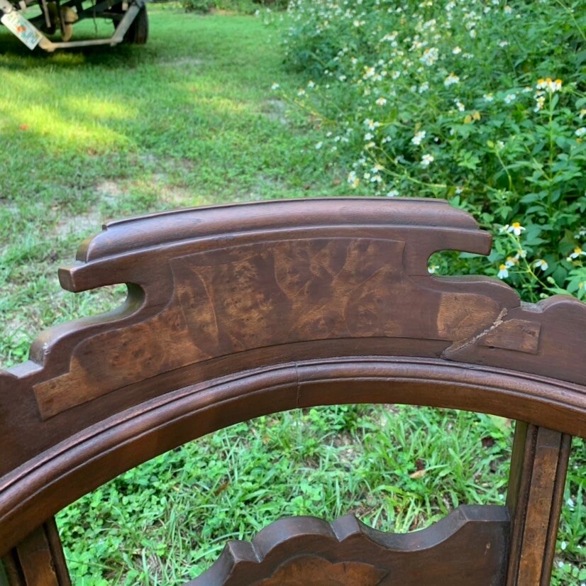 Antique Wood Chair, Walnut/mahogany Chair, Rounded Chair, Carved Wood