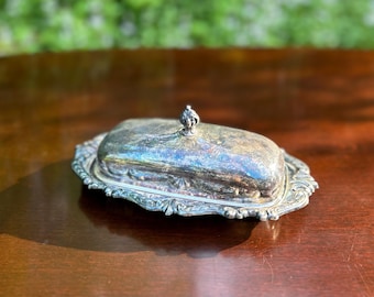 Vintage Covered Butter Dish With Glass Insert
