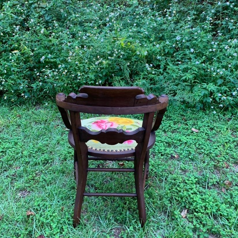 Antique Wood Chair, Walnut/mahogany Chair, Rounded Chair, Carved Wood