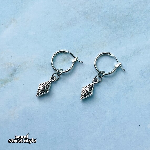 Viking Diamond Mens Hoop Kpop Pendientes Hombres - Etsy