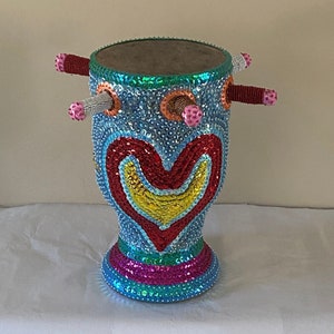 Haitian Vodou/Voodoo Ceremony Drum Sequins & Glass Beads