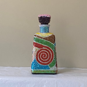 Haitian Vodou Libation Bottle Beads and Sequins