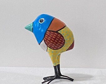 Haitian Papier Maché Blue & Yellow Bird