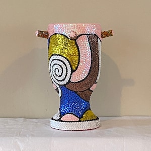 Haitian Vodou/Voodoo Ceremony Drum Sequins & Glass Beads
