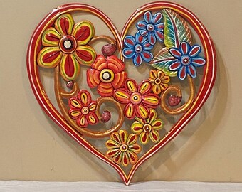 Haitian Metal Art - Love & Flowers