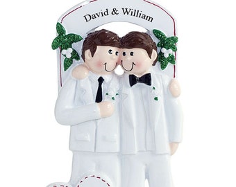 Personalisierte Hochzeit Gay Paar Ornament, individuelle männliche Braut zu haben und zu halten Weihnachtsbaum Dekoration, Weihnachtsbaum Lgbt Ornament