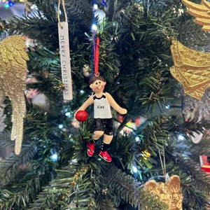 Décoration personnalisée pour garçon de basket-ball, décoration personnalisée marron pour homme joueur de basket-ball, décoration de sapin de Noël