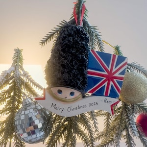 Decorazione natalizia personalizzata per albero di Natale con soldato della Guardia Reale di Londra 2025, decorazione natalizia da viaggio personalizzata con soldato reale britannico