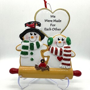 Personalised Cookie Lover Christmas Couple Ornament, Customised Snowman Couple Ornaments Love Cookie Ornament, Christmas Tree Decoration