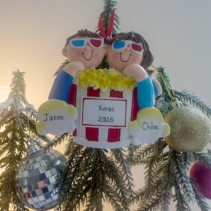 Personalised Couple Movie Film TV Night Christmas Tree Decoration Ornament 2025, Custom Name Keepsake Xmas Tree Decor for Partners