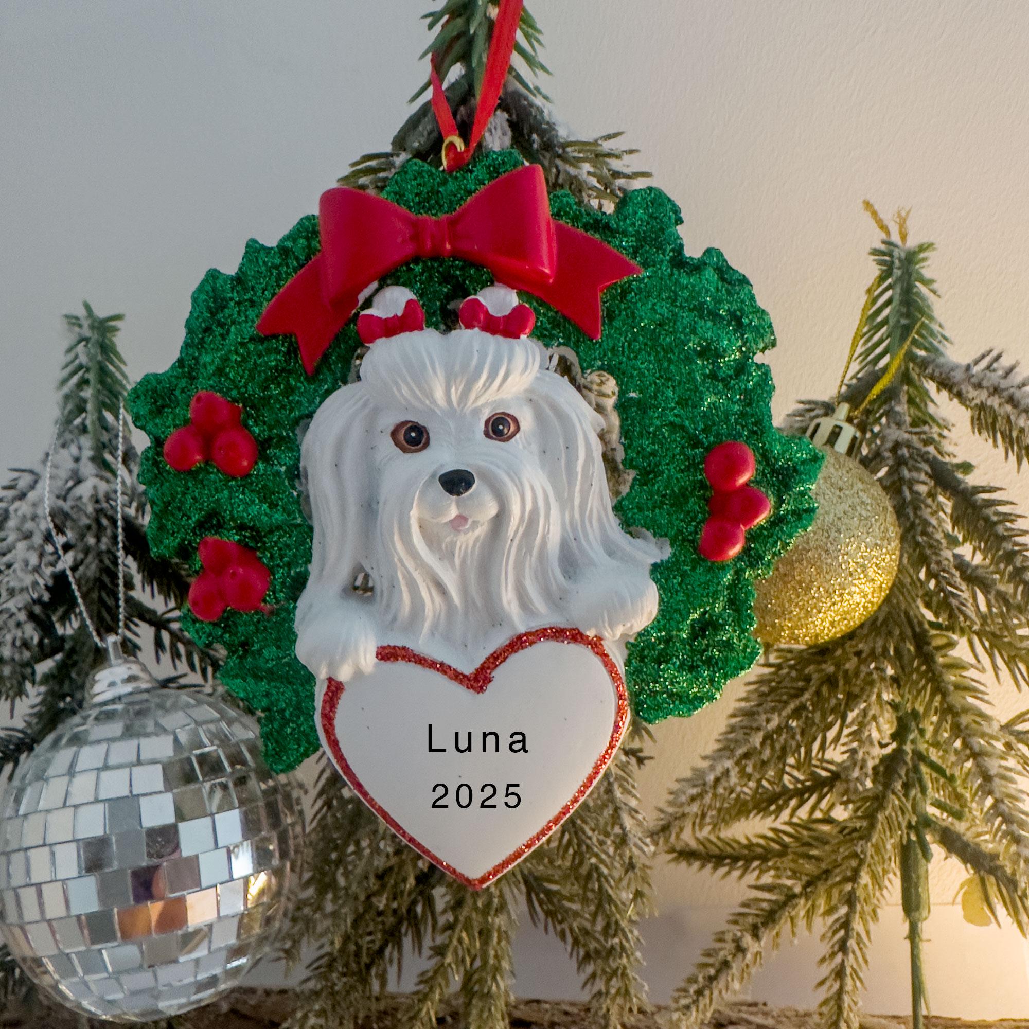 マルチーズ・クリスマス　（ペット　犬　雑貨　インテリア　クリスマスツリー） マルチーズ犬のクリスマスツリーデコレーションオーナメント2025