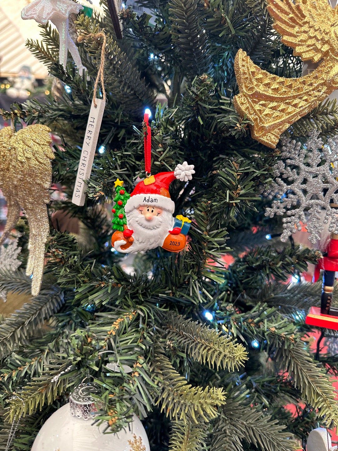 Personalised Santa Christmas Ornament, Handmade Christmas Santa Claus