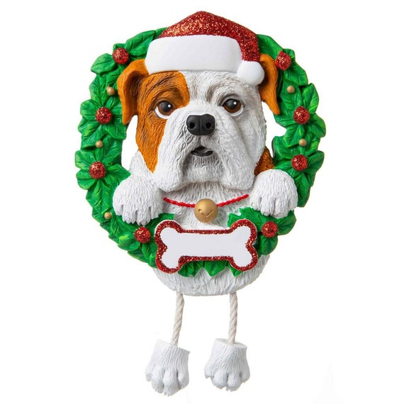 Bulldog Ornament Personalised Christmas Bauble Decoration
