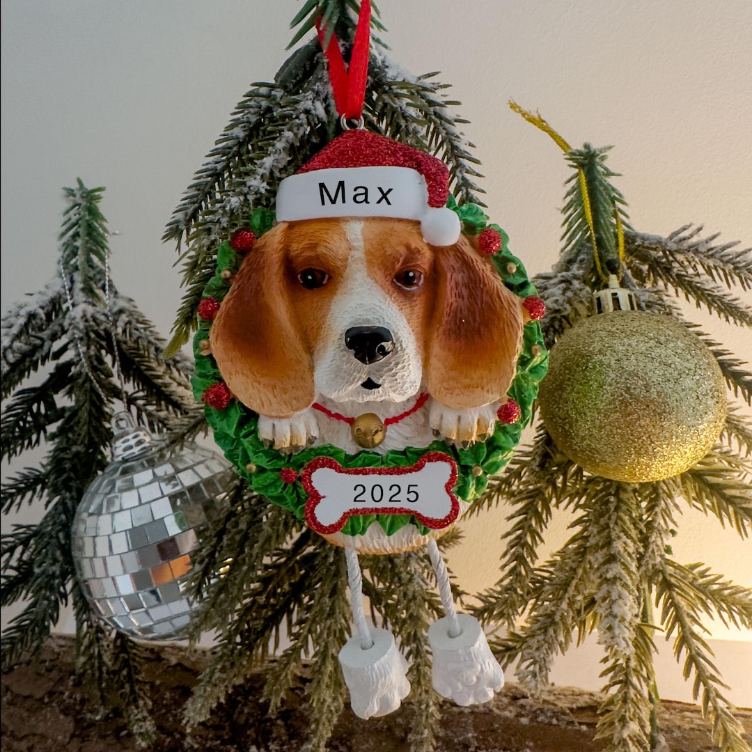 Personalised Beagle Dog Christmas Tree Decoration Ornament 2025 ...