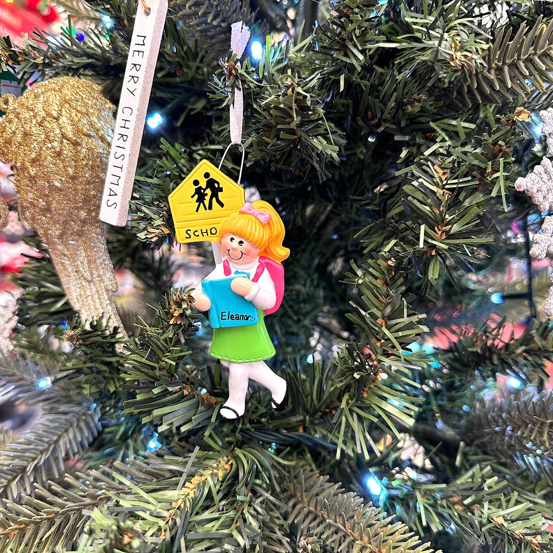 Personalised Blonde Girl School Christmas Ornament,customised Back to